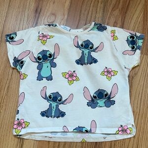 Disney Stitch Kids T-Shirt - Cream with Blue and Pink